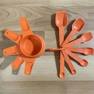 Vintage Tupperware Measuring Cups and Spoons Harvest Orange 12 Piece Set - Picture 1 of 9