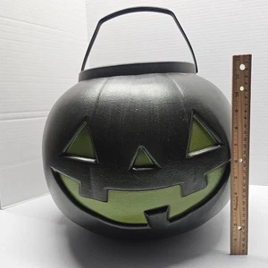 JUMBO SCHWARZER KÜRBISEIMER - 14" großer Halloween Süßigkeiten Eimer Kunststoff Blasform - Bild 1 von 5