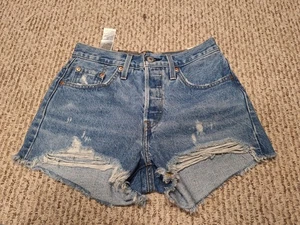 Levi's 501 Original Damen High-Rise Distressed Jeans Denim Shorts 25W  - Bild 1 von 6