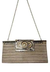 Y2K River Island Gold & Black Woven Clutch Bag - Picture 1 of 13
