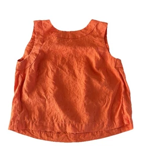 Hobbs London Linen Tank Top Women's size 2 Orange button back cropped Lagom - Picture 1 of 8