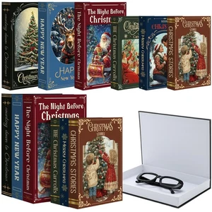 Caja de almacenamiento de libros de imitación decorativa navideña de 6 piezas con cubierta magnética para el hogar... - Imagen 1 de 6