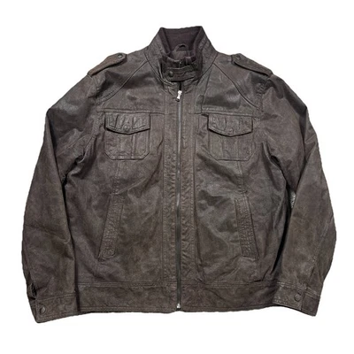 Pelle Vera Suede Leather Jacket Moto Biker Zip Up Brown Mens Size 56 - Image 1 of 4