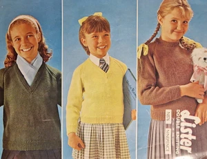Vintage Knitting Patterns - Lister #N876 - Boy's & Girl's Sweaters - VGC - Picture 1 of 2
