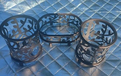 3 Piece Set Metal Leaf Soap Holder Candle Holders - Image 1 of 4