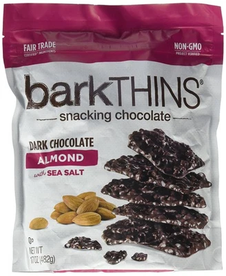 Bark Thins Snacking Chocolate Oscuro ALMENDRA con Sal Marina 17 Oz.(Pack de 1) Foto 1 de 3