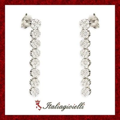 Distinti Orecchini Tennis in Argento 925 Rodiato Oro Bianco - Immagine 1 di 4