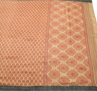 Tela de sari indio de marca suave estampado floral sari de lana pura de colección Sushila Foto 1 de 4