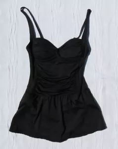 ROSE MARIE REID US M schwarz One Piece Sweetheart Schwimmrock Kleid Badeanzug Retro - Bild 1 von 6