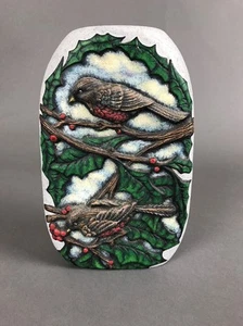 ceramic vase red robins berries ivy gray 8 1/2" high - Picture 1 of 10