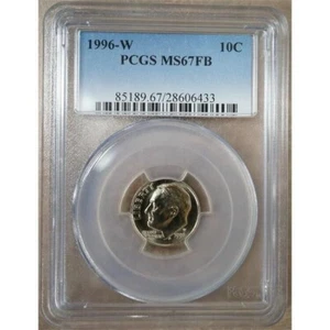 (4) 1996 W Roosevelt Dime PCGS MS-67 FB- FULL BANDS. LOT of FOUR - Picture 1 of 2