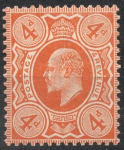 SG240 Sn:#144 1909 4 d UNITED KINGDOM  King Edward VII - Definitives MNH - Picture 1 of 2