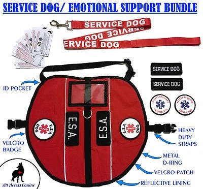 Service Dog & Emotional Support Animal ESA Vest Pocket Harness ALL ACCESS CANINE - Image 1 of 4