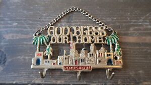 Vintage 4.75" God Bless Our Home Jerusalem Key Hook