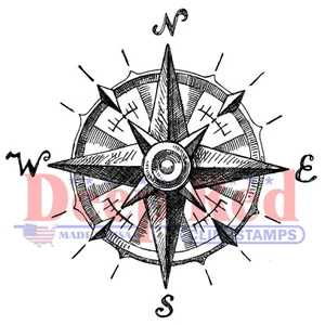 Deep Red Stamps Nautical Compass Rubber Cling Stamp - Picture 1 of 6