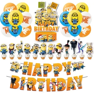 2024 Despicable Me Minions Party Balloon Decoration Kids Happy Birthday Banner - Picture 1 of 10
