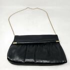 Timeless Vintage Andre Black Leather Handbag Purse Gold Shoulder Chain Classic