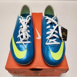 Nike Jr. Mercurial Victory IV FG Kids Soccer Shoes Neptune Blue-Volt-White-Pink - Picture 1 of 7