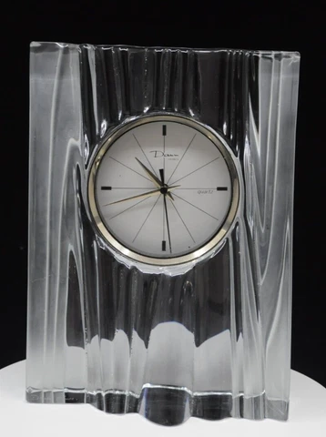 Daum France Clear and Frosted Glass Crystal Mantel Clock Cover