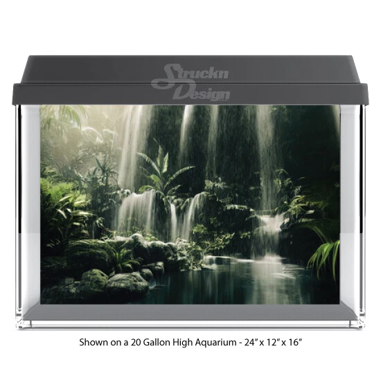 Selva tropical lluvia oscura poliéster pecera telón de fondo de vidrio fondo de acuario Foto 1 de 1