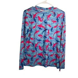 Reel Legends Rash Guard Boy's XL Shark Long Sleeve Colorful Athletic Tee - Picture 1 of 7