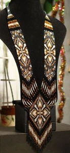 Long BEADED NECKLACE gerdan HANDCRAFTED Jewelry Ukrainian Folk traditional - Picture 1 of 1