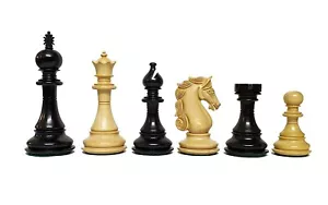 4.5” Shera Series Staunton Luxury Chess Pieces Only Set- Ebony/Boxwood - Picture 1 of 8