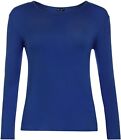 New Women's ladies Long Sleeve Round Neck T-Shirt Round Neck Stretchy Top 8-26
