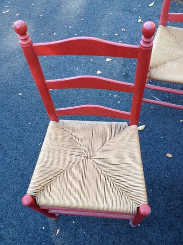 Wood side chair, painted red, ca. 1890 Cover