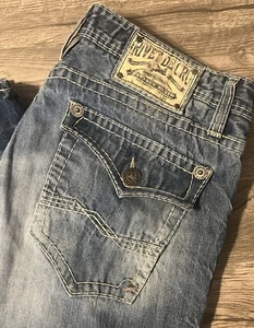 Rivet De Cru Medium Wash Straight Mae Blue Jeans, Size 42x34 (44x34) USA Made - Picture 1 of 11