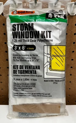 Frost King P714 Storm Window Kit 4 Sheets 1.25 Mil Clear Window Insulation Kit - Image 1 of 2