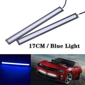 BLUE 12V LED STRIP DRL DAYTIME RUNNING LIGHTS FOG COB CAR LAMP DRIVING 2PCS . - Picture 1 of 7