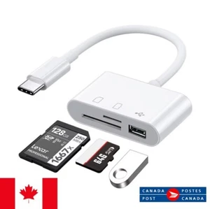 USB-C 3-in-1 Adapter: Card Reader, USB Hub & Micro SD Slot for Cameras & Laptops - Picture 1 of 7