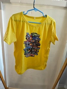 Boys T-Shirt Yellow Cars Graphic Print Tee For Age Size 7-8 Year Old Polyester - Picture 1 of 8