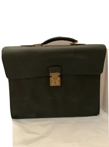 Louis Vuitton Moskova 2Gusset Briefcase Green Taiga Leather Briefcase VTG MI0957 - Picture 1 of 11