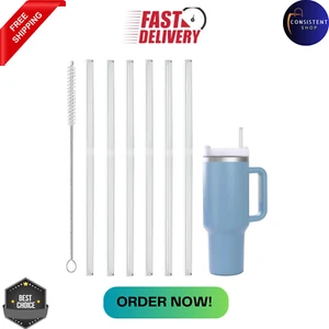 Replacement Straw for Stanley 40 Oz 30 Oz Cup Tumbler 6 Pack Extra Long Reusable - Picture 1 of 7