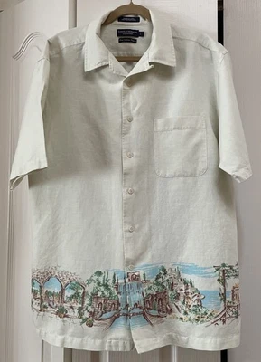 Daniel Cremieux Shirt Men’s L  Linen Cotton Resort, Cruise Green, European Scene - Image 1 of 2