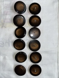 12 Large Brown Coat Buttons 1 1/4” New Shiny Shank - Picture 1 of 5