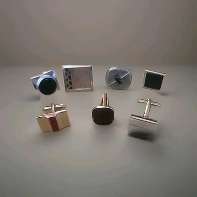 Lot Of 6 Vintage Cuff Links SINGLES WITH POLISHED STONES/ GEMS - Image 1 of 4
