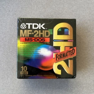 TDK MF-2HD 3.5” Floppy Disks MS-DOS Formatted 10 double sided sealed pack. - Afbeelding 1 van 3