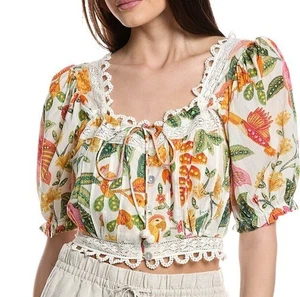 Top de algodón FARM Rio Guacamayo Bloom Off White XL NUEVO Agotado en todas partes Nuevo con etiquetas - Imagen 1 de 2