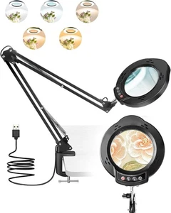 10X Magnifying Glass with Light and Clamp, 5 Color Modes Stepless Dimmable LE... - Bild 1 von 6