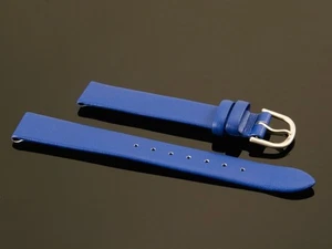 Leather Wrist Band Watch Band, Calf Leather, Nivrel, Blue, 14 MM - Bild 1 von 2