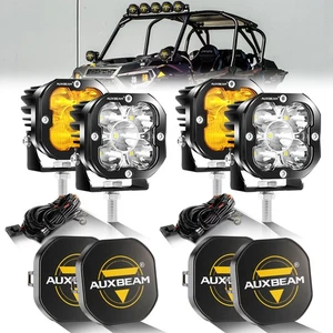 4x AUXBEAM 80W 3" LED Pods Work Light Fog Driving Lights White Amber + 4x Covers - Imagen 1 de 12