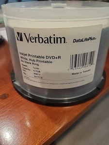 50 VERBATIM Rohlinge 16x DVD+R weiß Inkjet Hub bedruckbar 4,7GB Media Disc - Bild 1 von 2