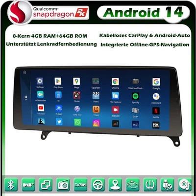 12,3" 8-Core 8+128GB Android 14 Autoradio DAB+ GPS CarPlay BMW X5 E70 X6 E71 CIC - Bild 1 von 4