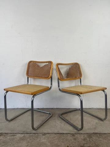 Mid Century Modern Italian Pair of Project Cesca Chairs Cover