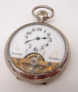 VTG WYSS FRERE SWISS POCKET WATCH 7J 8 DAY OPEN ESCAPEMENT WORKING RUNNING - Picture 1 of 11