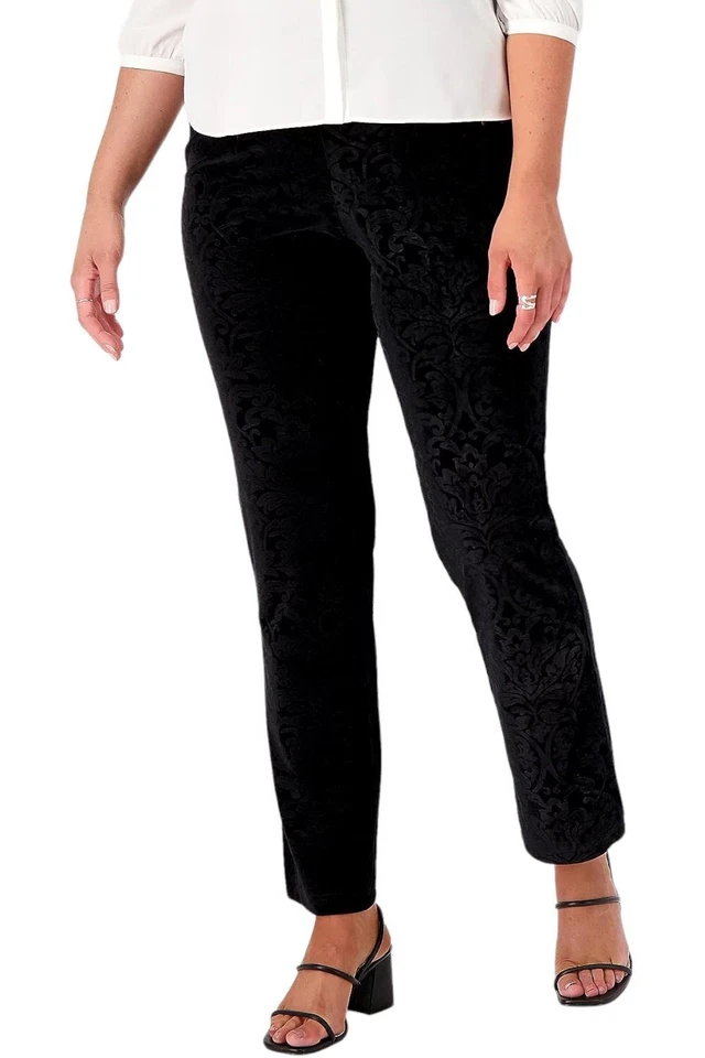 Isaac Mizrahi Live! Pantalones de terciopelo de pierna recta negro Foto 1 de 1
