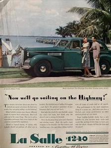 1939 Vintage Cadillac Automobile Print Ad, Now We'll Go Sailing On The Highway - Bild 1 von 1